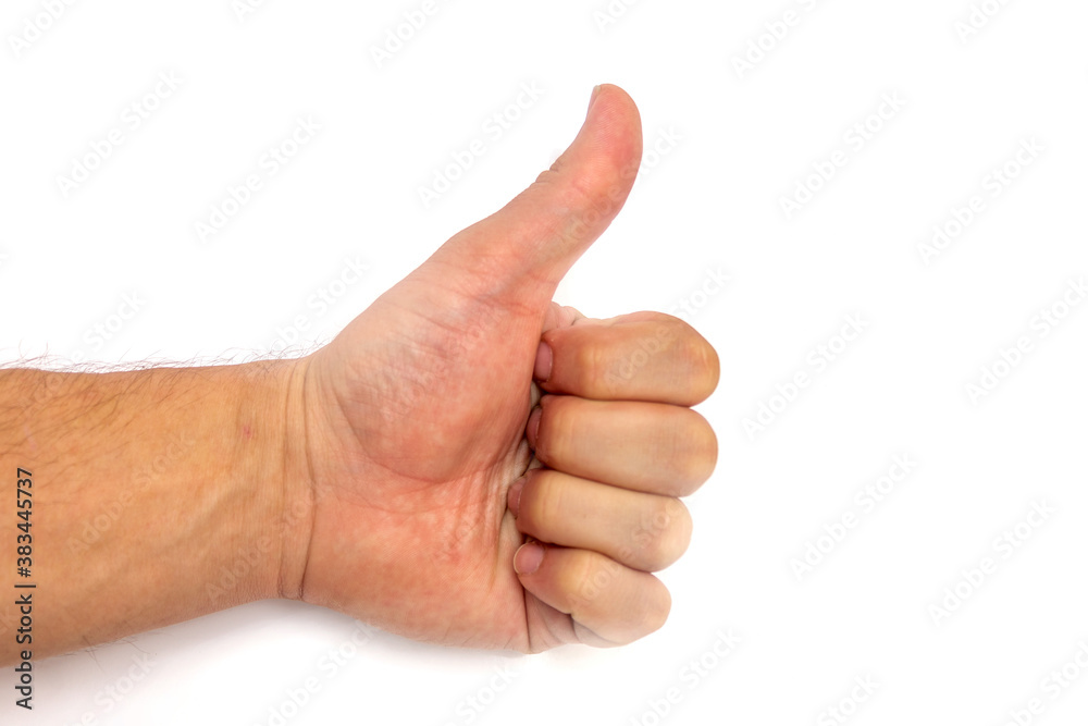 Hand shows class on white isolated background. High quality photo Hand shows class on white isolated background. High quality photo
