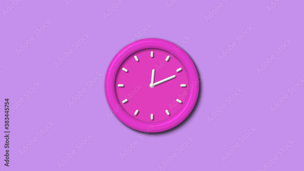 Pink color 12 hours 3d wall clock isolated on purple light background,wall clock isolated Pink color 12 hours 3d wall clock isolated on purple light background,wall clock isolated