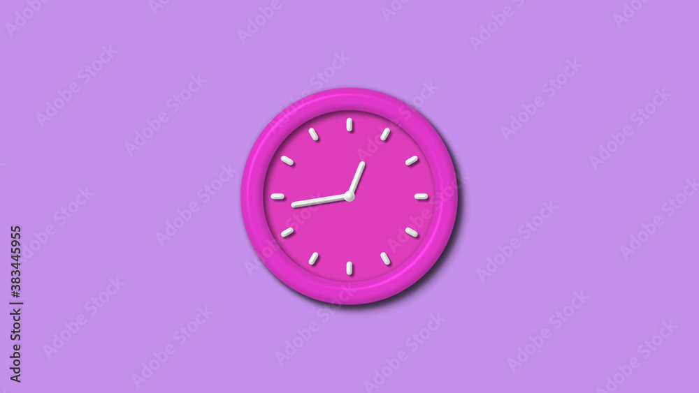 Pink color 12 hours 3d wall clock isolated on purple light background,wall clock isolated Pink color 12 hours 3d wall clock isolated on purple light background,wall clock isolated