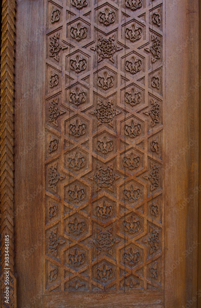 Ancient wooden door in Old city, at Baku, Azerbaijan.