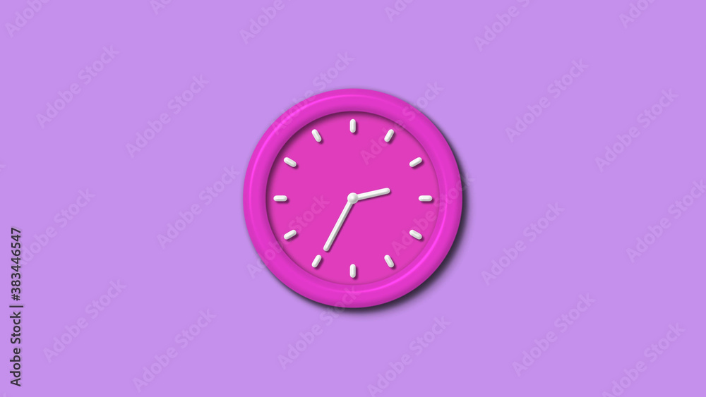 Amazing pink color 12 hours 3d wall clock isolated on purple light background,wall clock Amazing pink color 12 hours 3d wall clock isolated on purple light background,wall clock