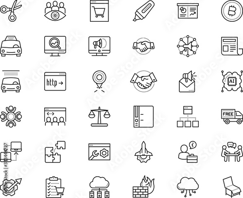 business vector icon set such as: guard, bug, encryption, sitemap, collaboration, budget, sport, room, science, water, survey, deliver, haircut, shout, ink, box, task, analytics, infrastructure