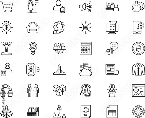 business vector icon set such as: glowing, healthy, community, security, perspective, login, exploration, delegation, investigation, active, candidate, lamp, facility, pose, consulting, economist