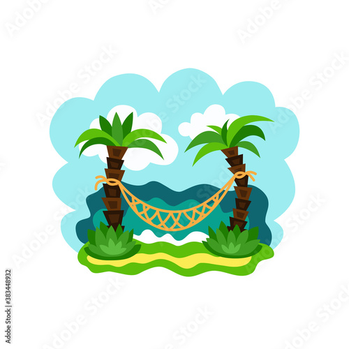 Sea ​​and palm trees. Vector illustration.