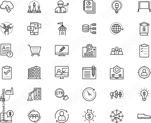 business vector icon set such as: course, second, news, responsive, urban, regulation, cartoon, school, e-commerce, sheet, medieval, exam, purchase, lecturer, mechanism, mark, through, moneybag