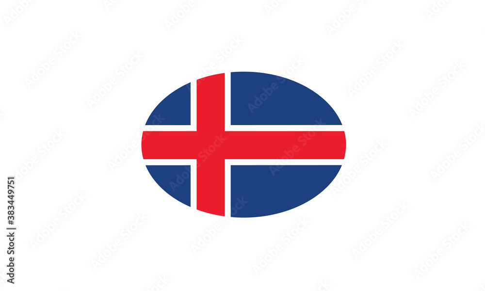 Iceland flag oval circle vector illustration Iceland flag oval circle vector illustration
