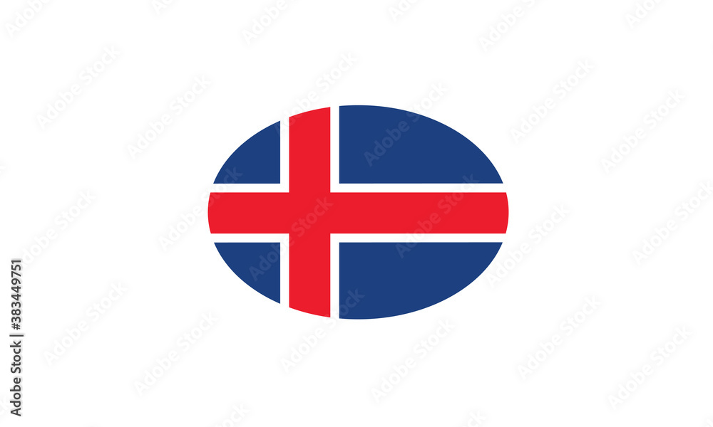 Iceland flag oval circle vector illustration