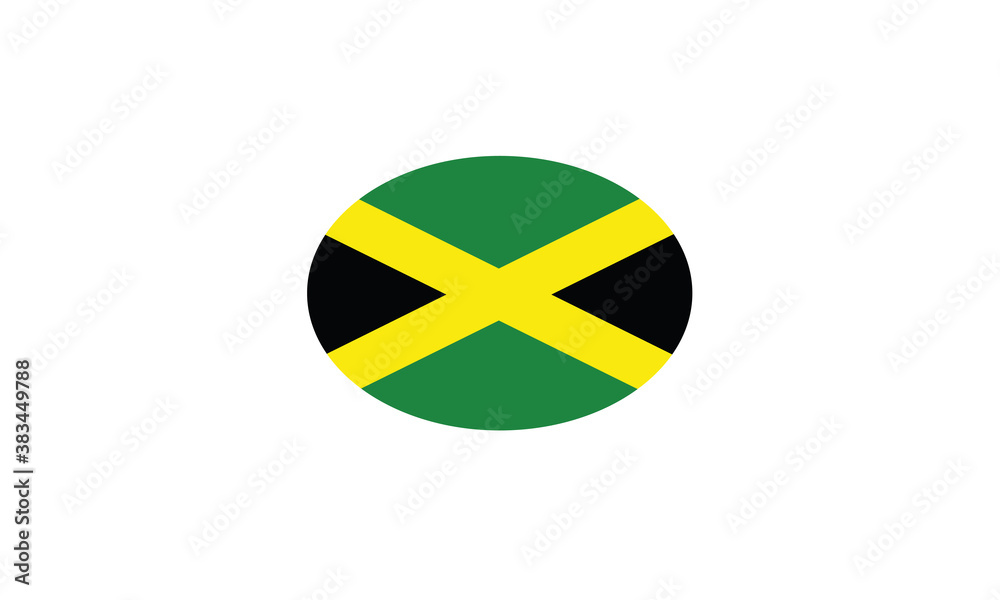 Fototapeta premium Jamaica flag oval circle vector illustration