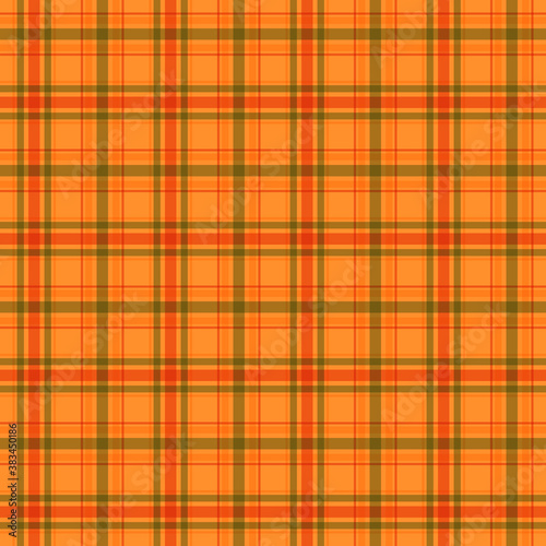 plaid material. tartan classic ornament. vector seamless pattern. green orange brown repetitive background. fabric swatch. wrapping paper. continuous print. design element for textile, home decor