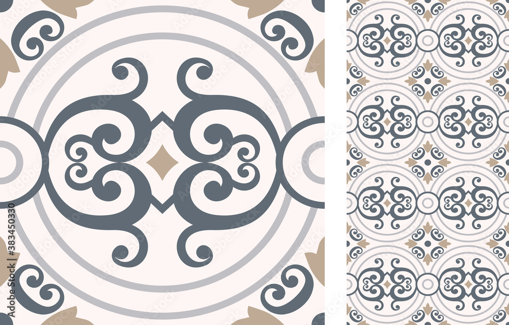 Seamless Azulejo tile. Portuguese and Spain decor. Ceramic tile. Vector hand drawn illustration, typical portuguese and spanish tile
Seamless Azulejo tile. Portuguese and Spain decor. Ceramic tile. Vector hand drawn illustration, typical portuguese and spanish tile