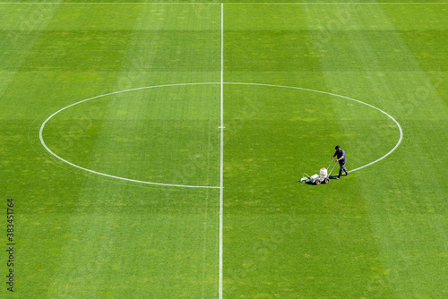 Obraz na płótnie Painting line on a soccer pitch w salonie