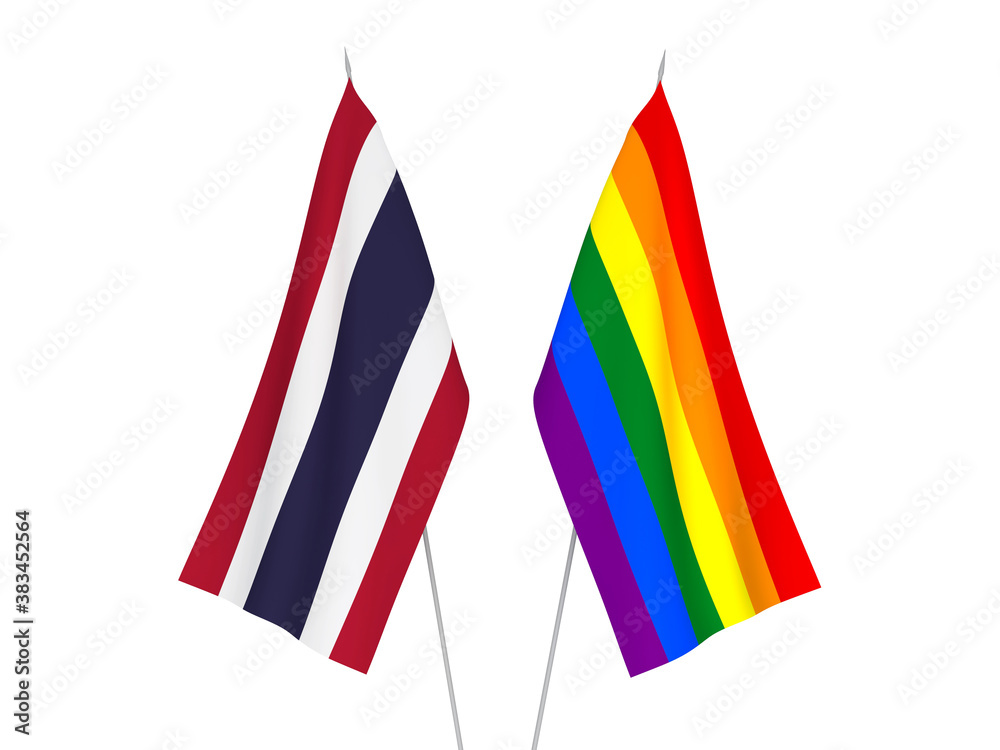 Thailand and Rainbow gay pride flags