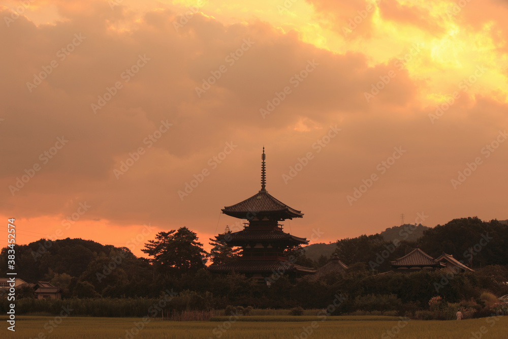 法輪寺の夕景 法輪寺の夕景