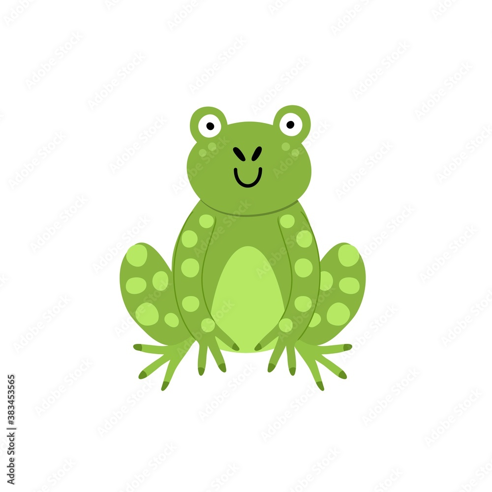 Cute frog print for kids. Funny character isolated element in childish style Cute frog print for kids. Funny character isolated element in childish style