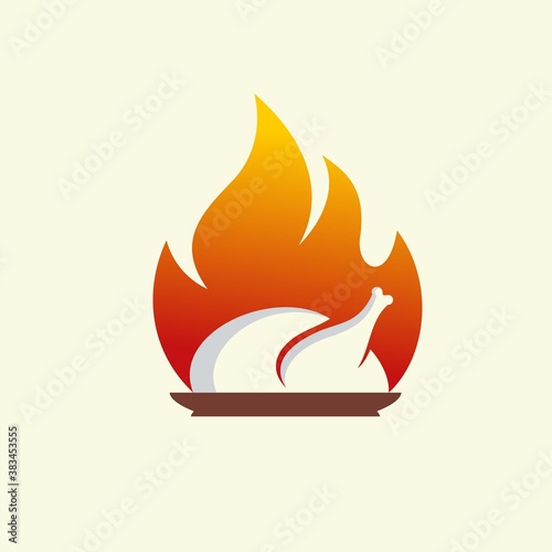 Grilled chicken vector logo illustration