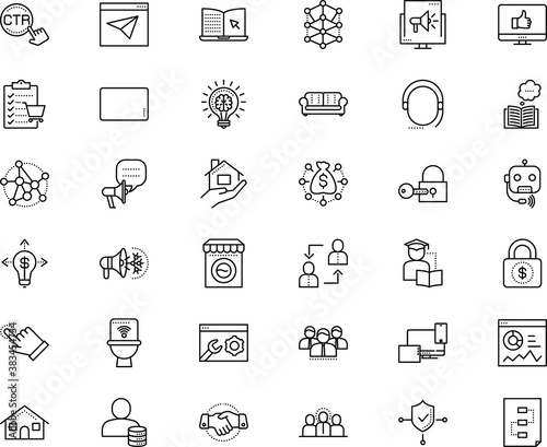 business vector icon set such as: checklist, selection, news, label, gear, class, viral, comfortable, keyhole, robot, door, chatterbot, research, password, relationship, rich, sourcing, tax