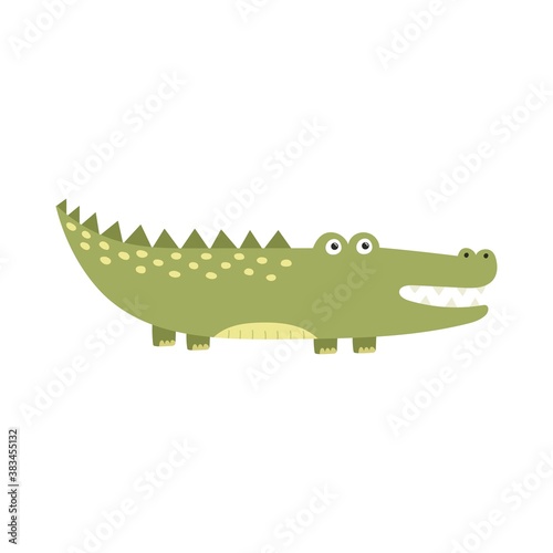 Funny alligator isolated element for kids design. Print with cute crocodile