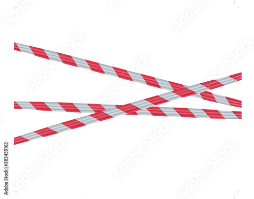 Barrier striped tape isolated on the white background.
