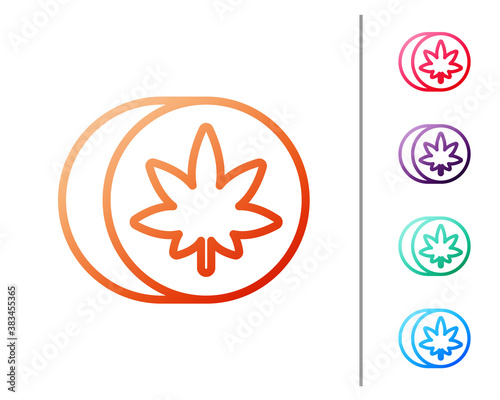 Red line Herbal ecstasy tablets icon isolated on white background. Set color icons. Vector Illustration.