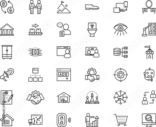 business vector icon set such as: formal, access, young, security, concepts, device, student, unit, dresser, flow, adult, real, mining, purchase, report, course, stylish, teacher, crypto, courthouse