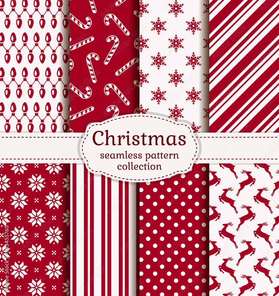 Obraz premium Christmas seamless patterns. Vector set.