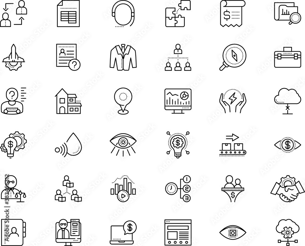 business vector icon set such as: connect, health, multimedia, anonymous, advisor, style, no, operator, piece, shirt, wonder, paid, paying, analytics, cyber, monitoring, rocket, imagination, trip