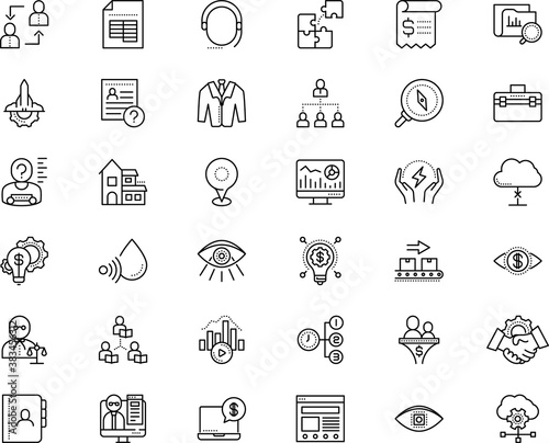 business vector icon set such as: connect, health, multimedia, anonymous, advisor, style, no, operator, piece, shirt, wonder, paid, paying, analytics, cyber, monitoring, rocket, imagination, trip