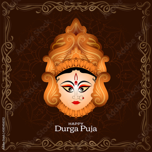 Durga puja indian festival decorative frame background