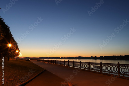 Yaroslavl. Volga embankment. Sunset scene