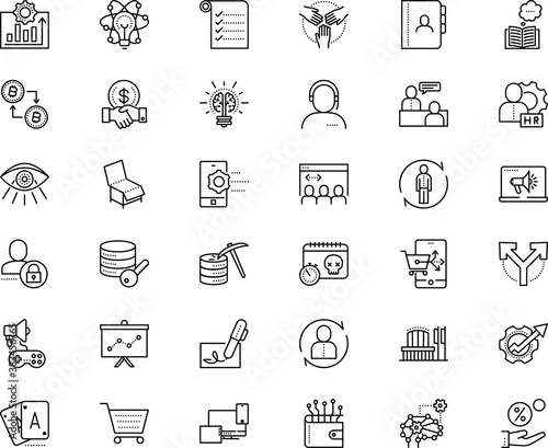 business vector icon set such as: day, analytics, key, labor, luck, bank, protect, desk, street, mind, korean, furniture, inspiration, drawing, pen, gambling, talk, control, editable stroke