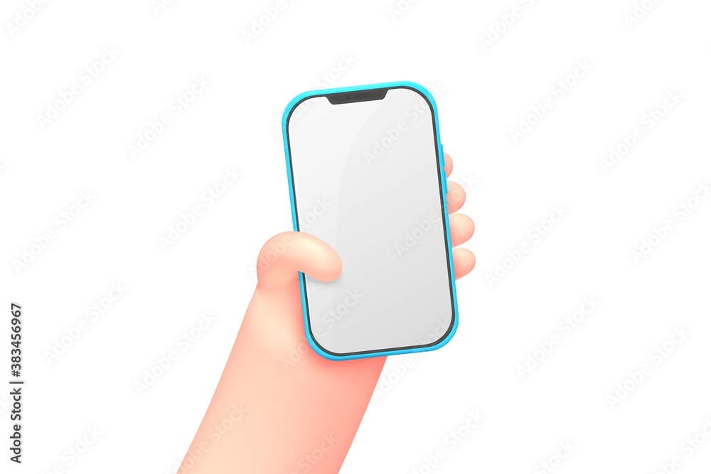 Vector cartoon hand with smart phone, on white Vector cartoon hand with smart phone, on white