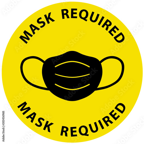 Social distancing concept for preventing coronavirus covid-19 with wording Mask required on circle background. warning or caution sign. 