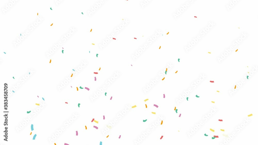Animated color confetti on white background. Looped video.
