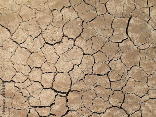 high angle view of crack soil ground for abstract natural background