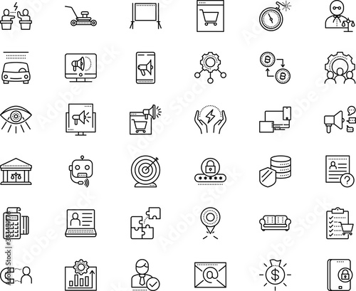 business vector icon set such as: allocation, online marketing, clean, engine, mosaic, conservation, questions, sight, mowing, perfect, see, fresh, room, transaction, add, blockchain, political, tech © Kirill