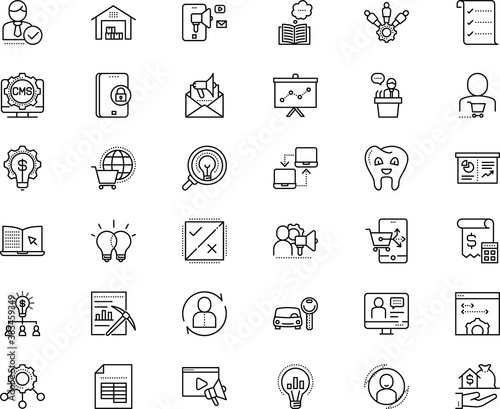 business vector icon set such as: computing, html, front-end, choose, protection, dentistry, business planning, housing, exploration, cash, estate, over white, purchase, partnership, budget