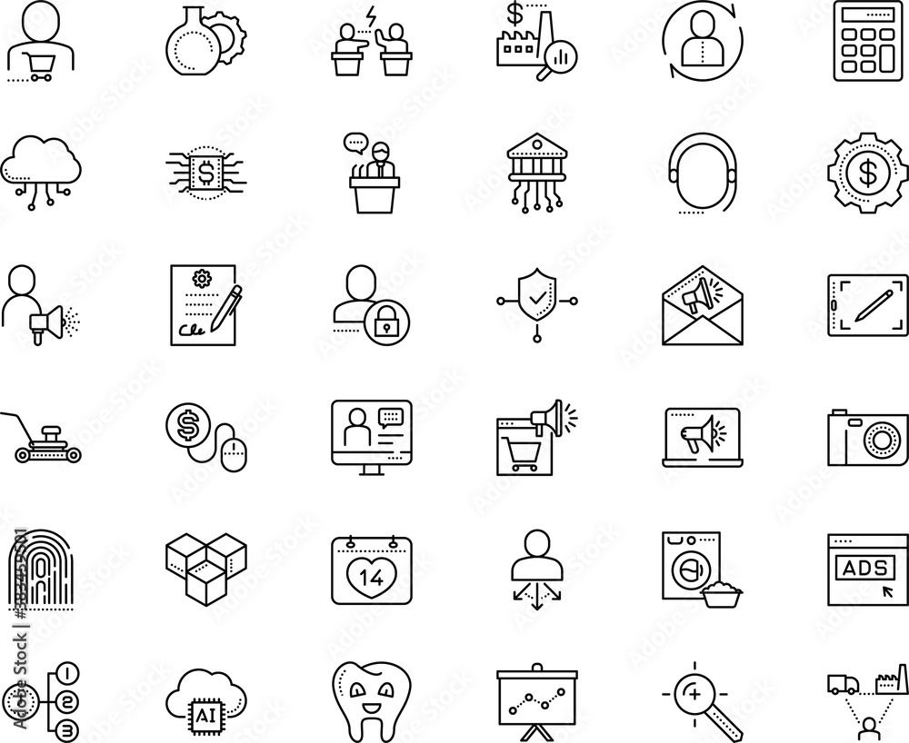 business vector icon set such as: political, clip, month, priorities, boss, settings, options, keyboard, transfer, leadership, household, responsive, do, team, concepts, pictogram, keywords, photo