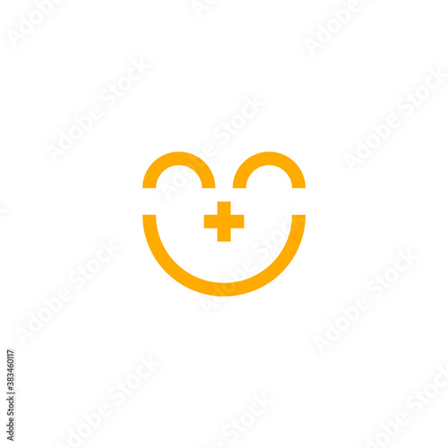 a face logo with a plus sign for a nose