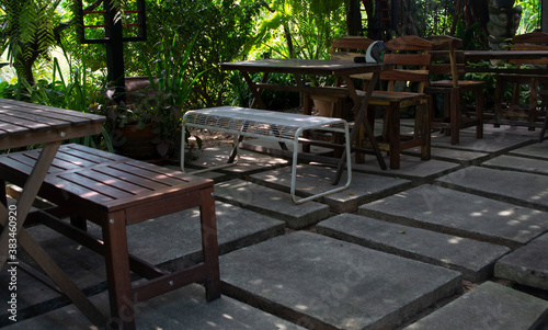 chair in the garden in the evening 