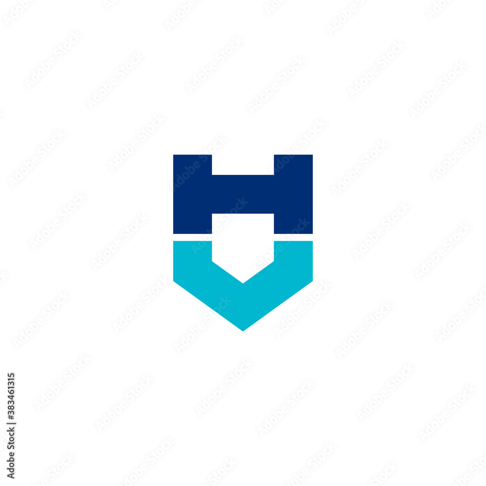 Obraz premium bold h letter logo forming a shield