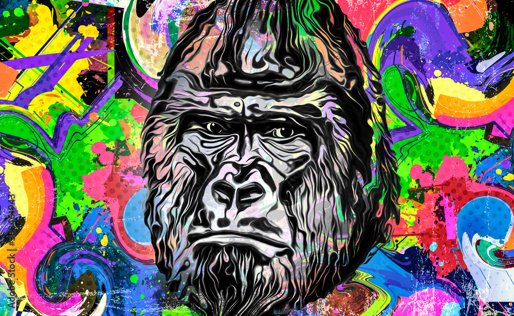 Obraz premium llustration of a head stupid gorilla