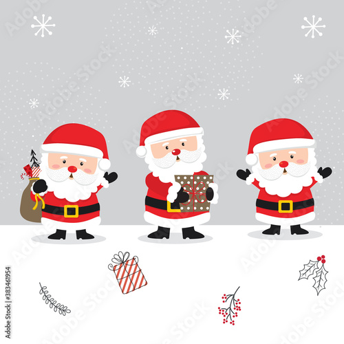 Cute Santa Claus, cartoon Christmas character vector illustration