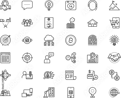 business vector icon set such as: notebook, thinking, increase, supply, improvement, dollar, productivity, wealth, sport, legal, successful, wheel, road, time, high, conversation, accuracy
