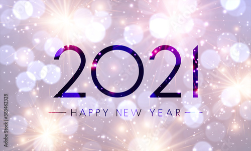 2021 happy new year sign on misted glass.
