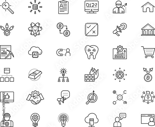 business vector icon set such as: deal, collaborate, desktop, icons, card, futuristic, screen, bug, medical, campaign, cart, infrastructure, recruitment, cottage, purchase, corporate, statistics