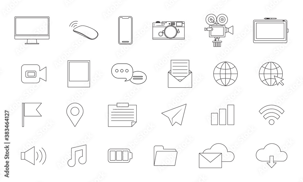 Line icon pack, Set of flat design with elements for user interface concept Line icon pack, Set of flat design with elements for user interface concept