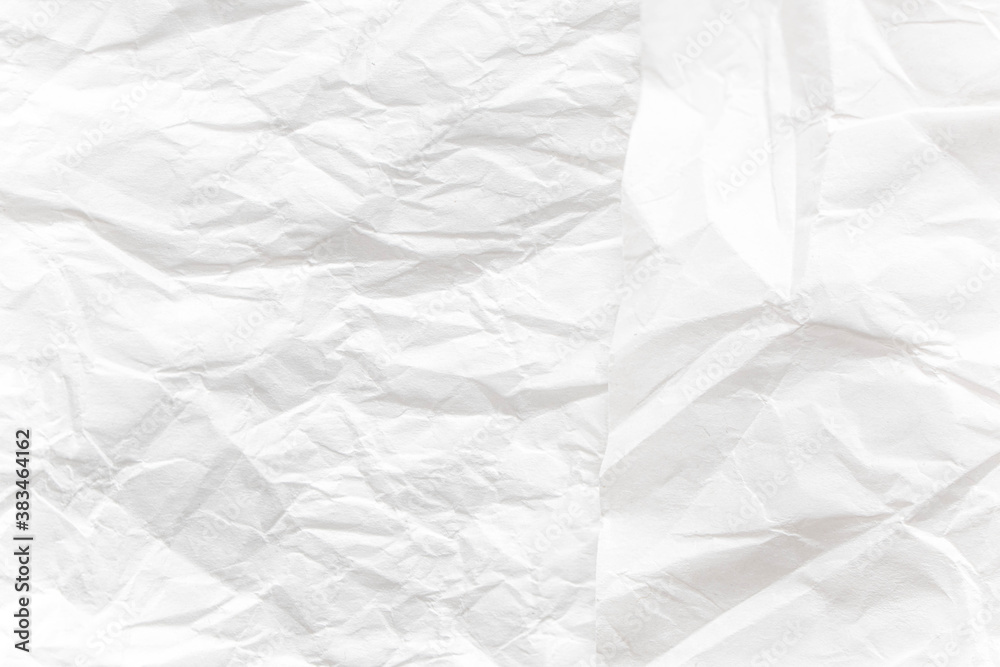 Fototapeta premium White crumpled paper close up texture background