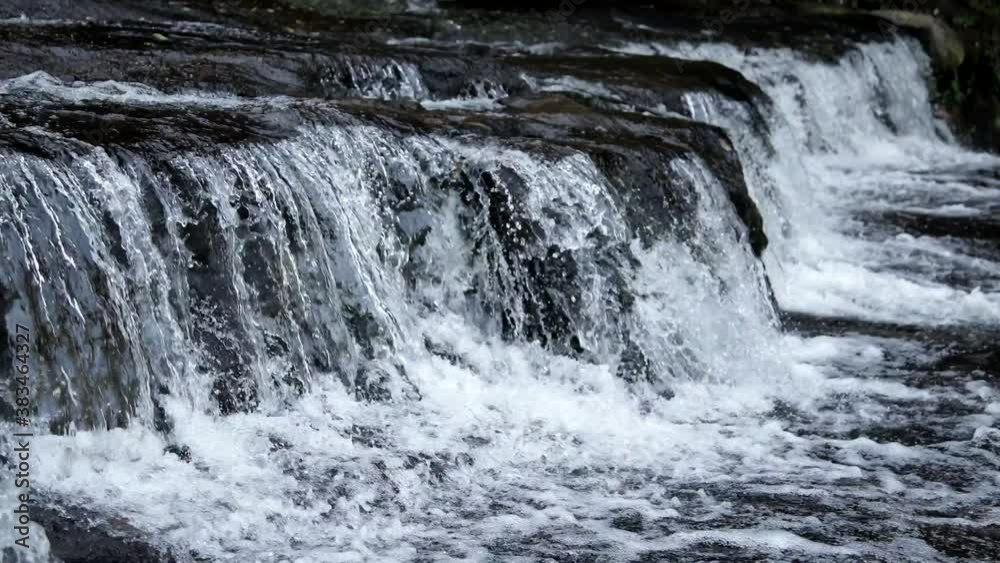 closeup of water flowing from waterfall closeup of water flowing from waterfall