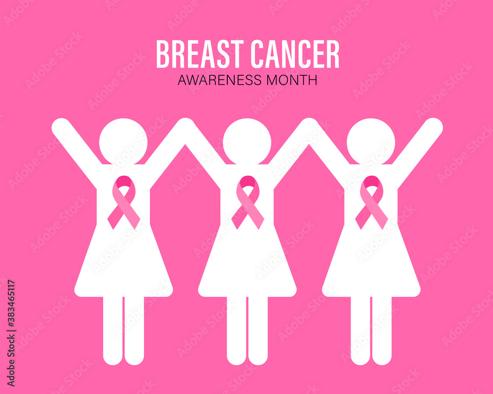 Breast Cancer Awareness Month Campaign. Women graphic with pink ribbon symbol. Vector illustration Breast Cancer Awareness Month Campaign. Women graphic with pink ribbon symbol. Vector illustration