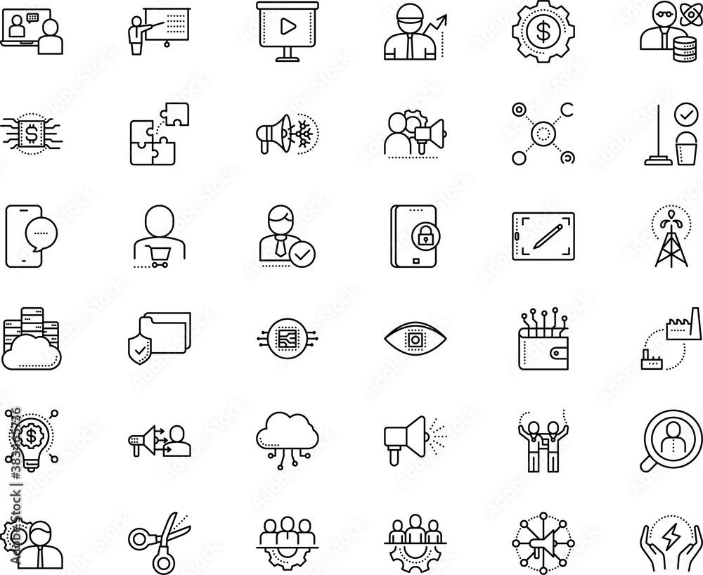 business vector icon set such as: economy, technical, production, effective, convention, agree, fuel, learner, announcement, style, champion, pride, cart, cryptocurrency, grid, device, broom, shine